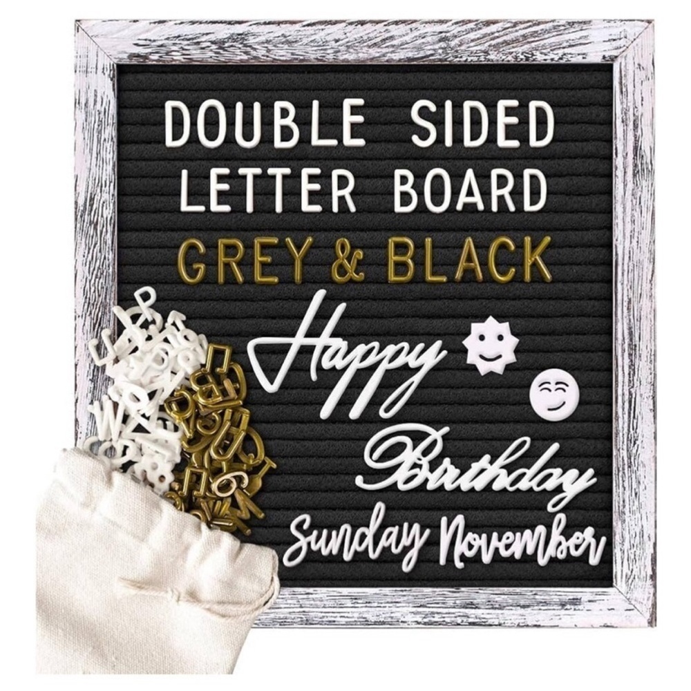 Letter Board Double Sided Felt 10x10 Rustic Frame Farmhouse Cottagecore